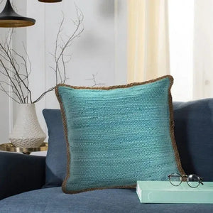 Bordered Blue Turquoise LR04648 Throw Pillow