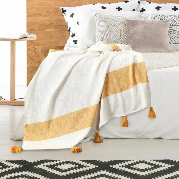 Borderline 80276GOW Golden White Throw Blanket