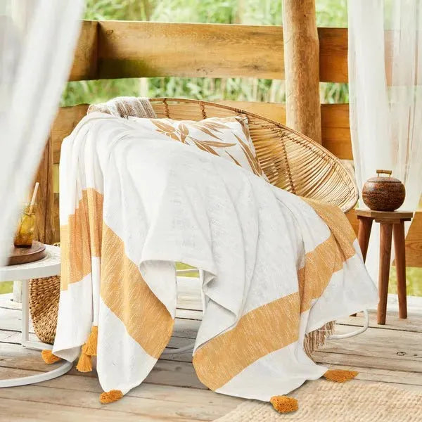 Borderline 80276GOW Golden White Throw Blanket