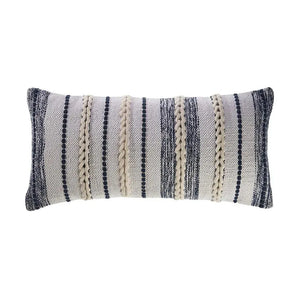 Braided White and Navy Contemporary LR07416 Throw Pillow