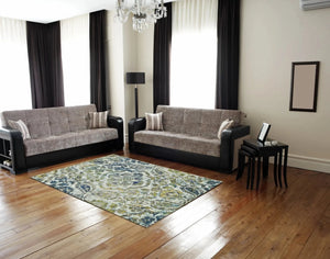 Brixton 3607F Ivory/Teal Rug