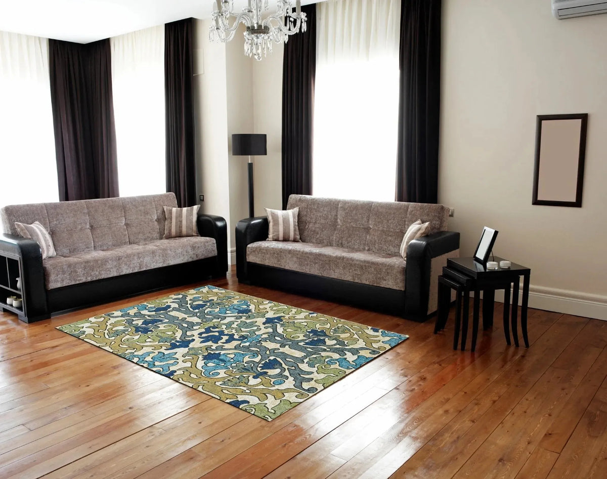 Brixton 6163619F Grey/Green Rug