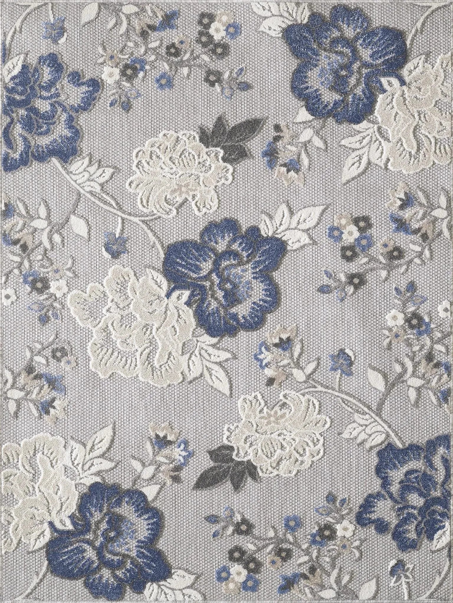 Calla 6938 Grey/Blue Floral Vine Rug