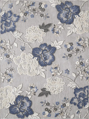 Calla 6938 Grey/Blue Floral Vine Rug