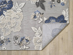 Calla 6938 Grey/Blue Floral Vine Rug