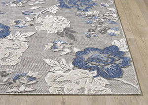 Calla 6938 Grey/Blue Floral Vine Rug