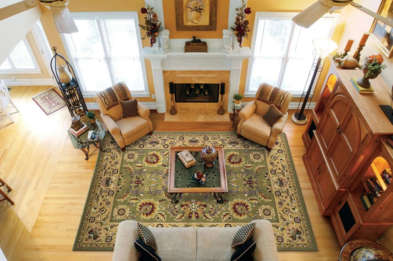 Cambridge 7304 Kashan Green/Taupe Rug