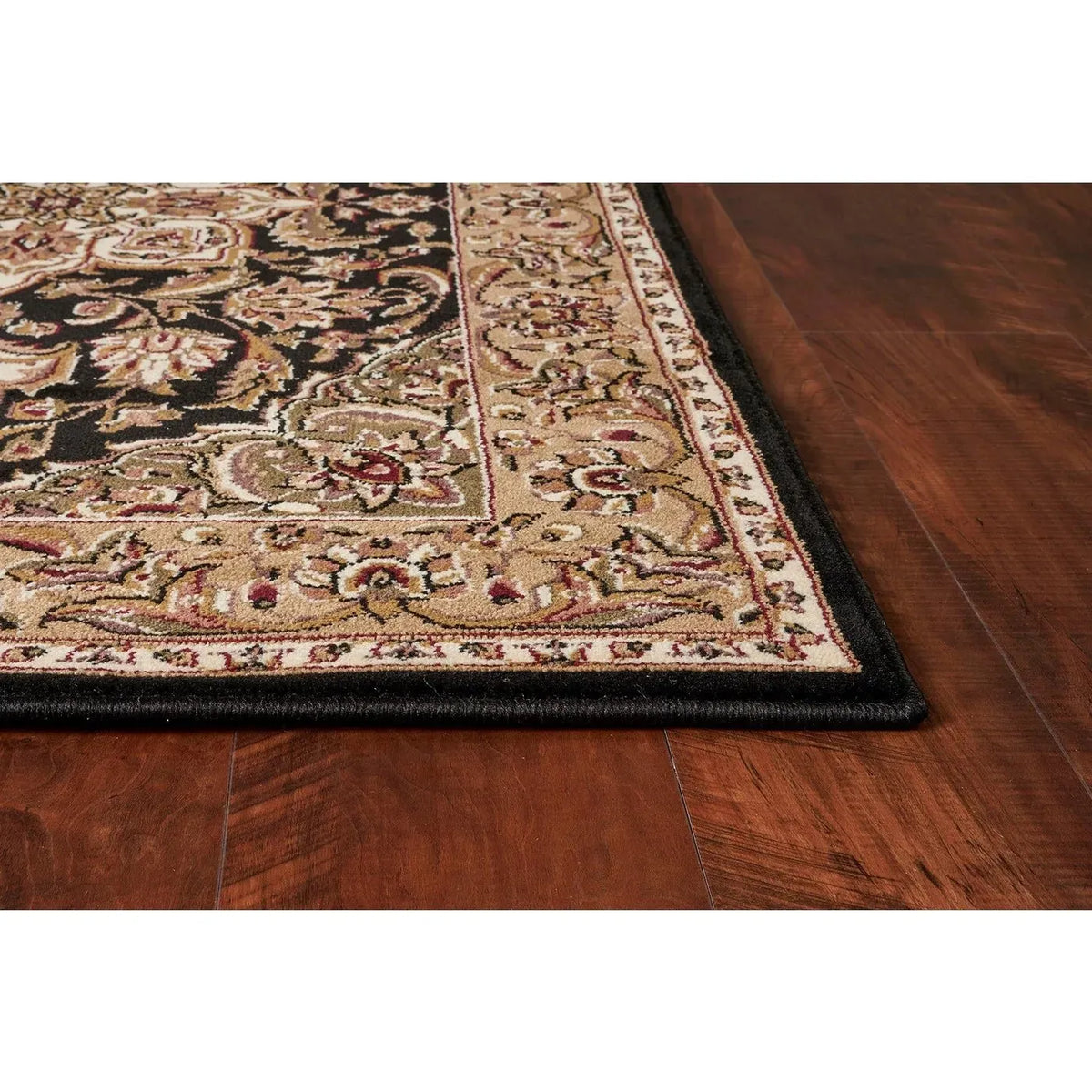 Cambridge 7327 Kashan Medallion Black/Beige Rug