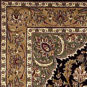 Cambridge 7327 Kashan Medallion Black/Beige Rug
