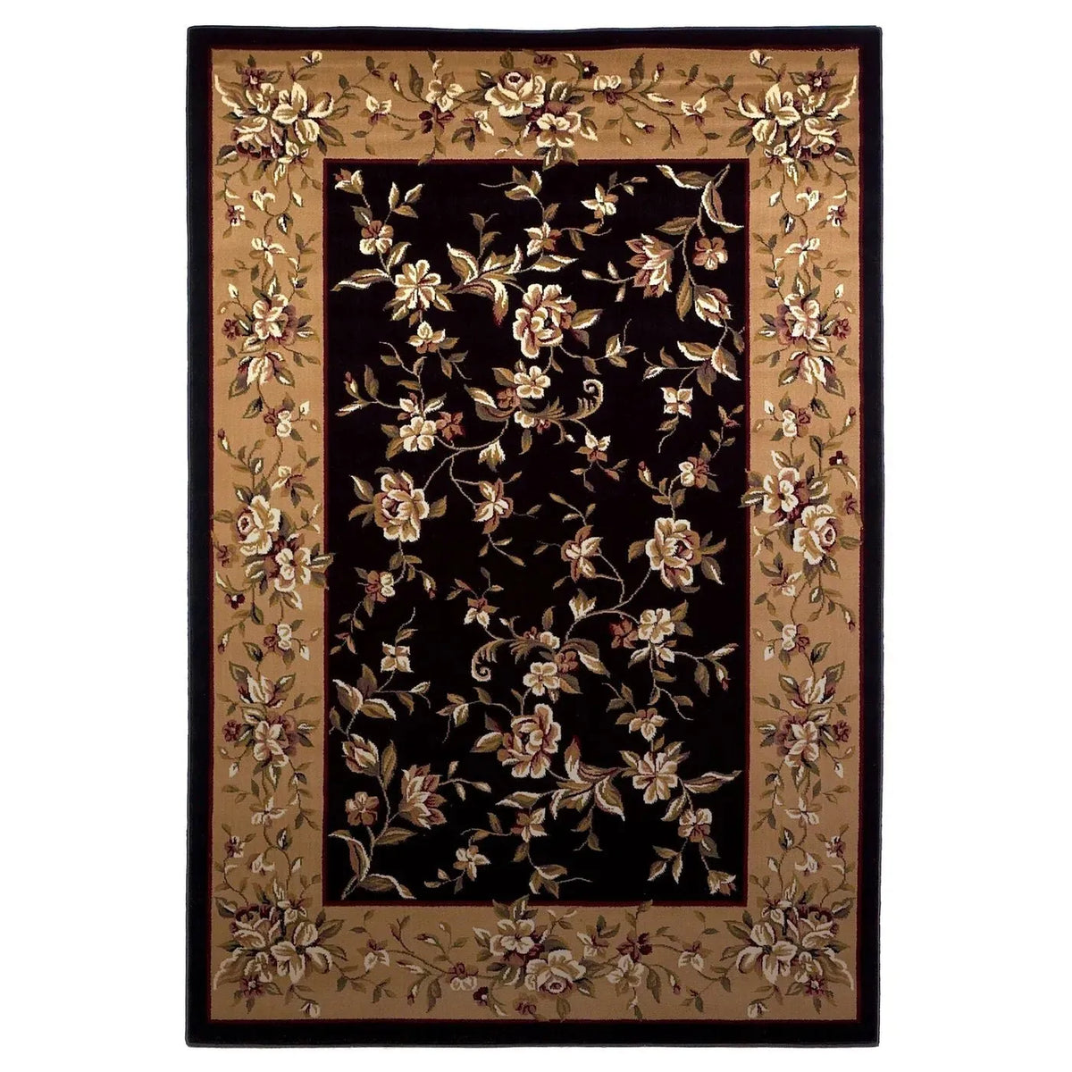 Cambridge 7336 Floral Delight Black/Beige Rug