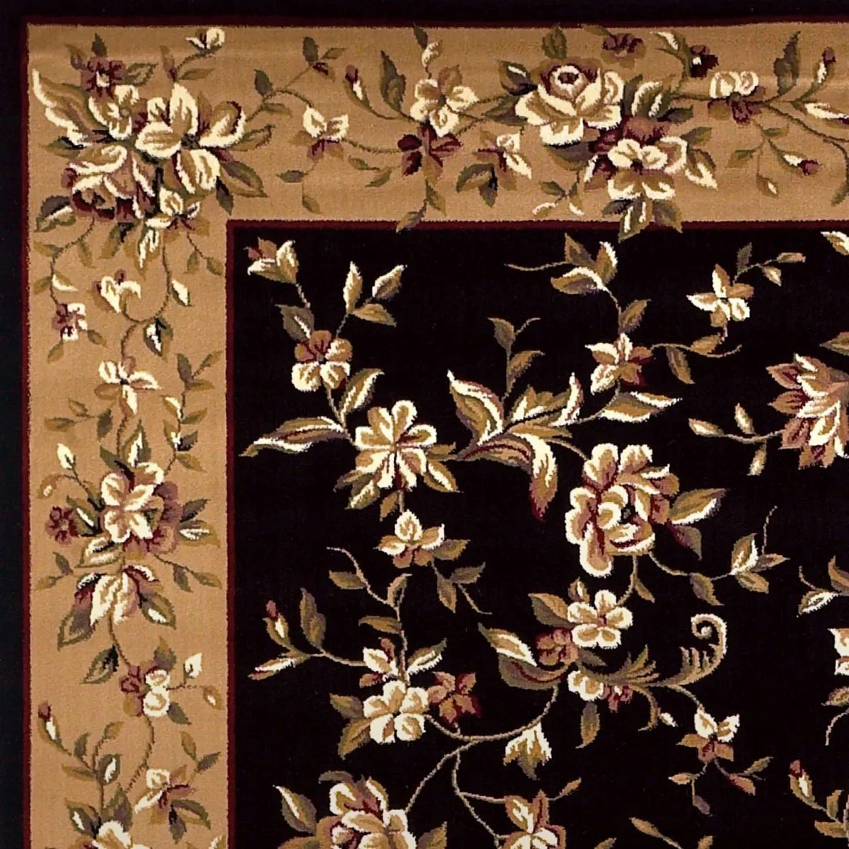 Cambridge 7336 Floral Delight Black/Beige Rug