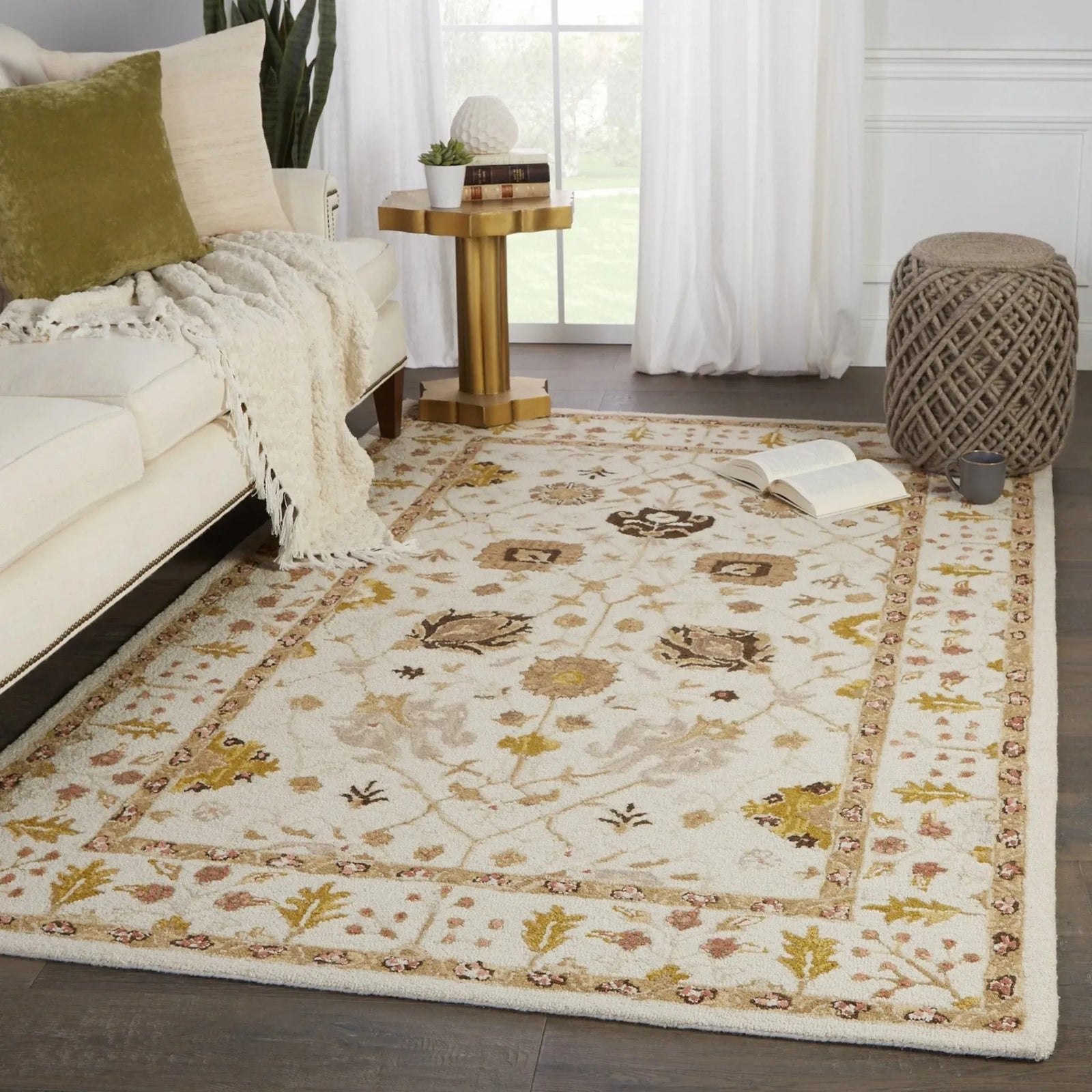 Cardamom Com01 Ahava Ivory/Gold Rug