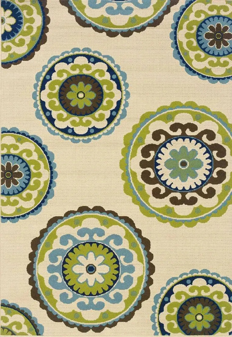 Caspian 859J Ivory/ Green Rug