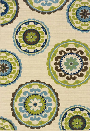 Caspian 859J Ivory/ Green Rug