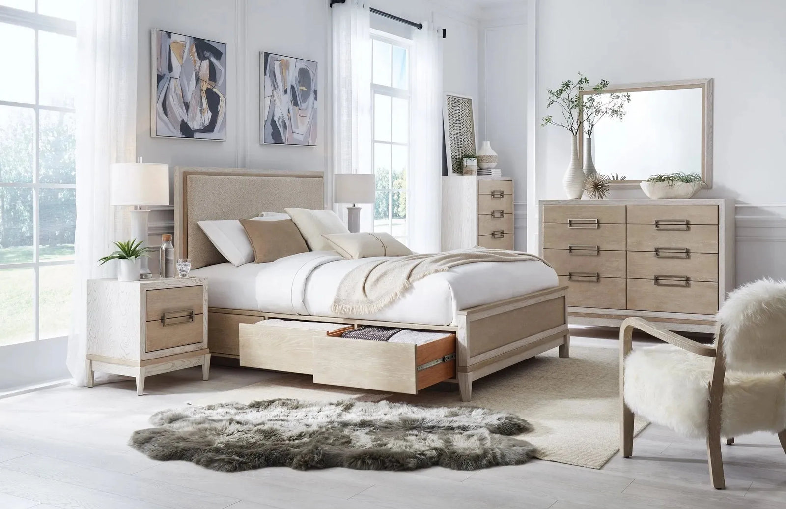 Catalina Upholstered Panel Storage Bed