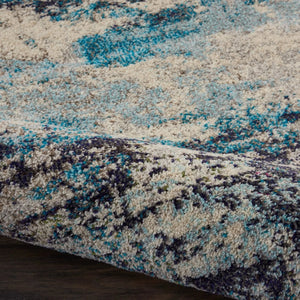 Celestial CES02 Ivory Teal Blue Rug