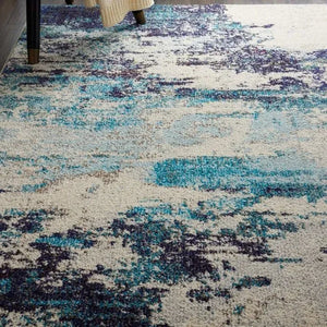 Celestial CES02 Ivory Teal Blue Rug