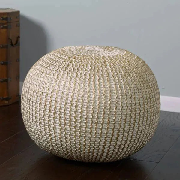 Celtic 08125BNG Bone/Gold Pouf