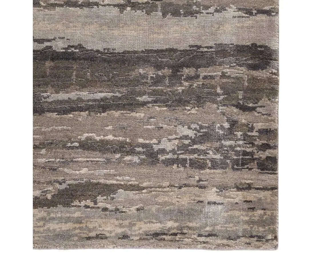 Chaos Theory By Kavi CKV28 Bandi String/Charcoal Gray Rug