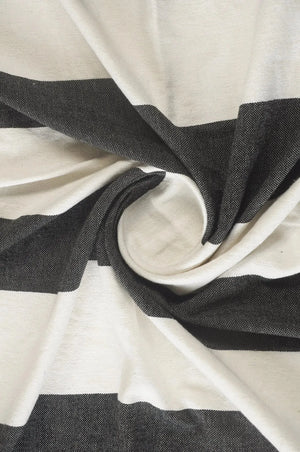 Charcoal and Ivory Bold Stripe Tasseled LR80179 Throw Blanket