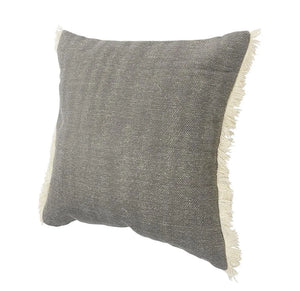 Charcoal Gray Solid Fringed LR07529 Throw Pillow