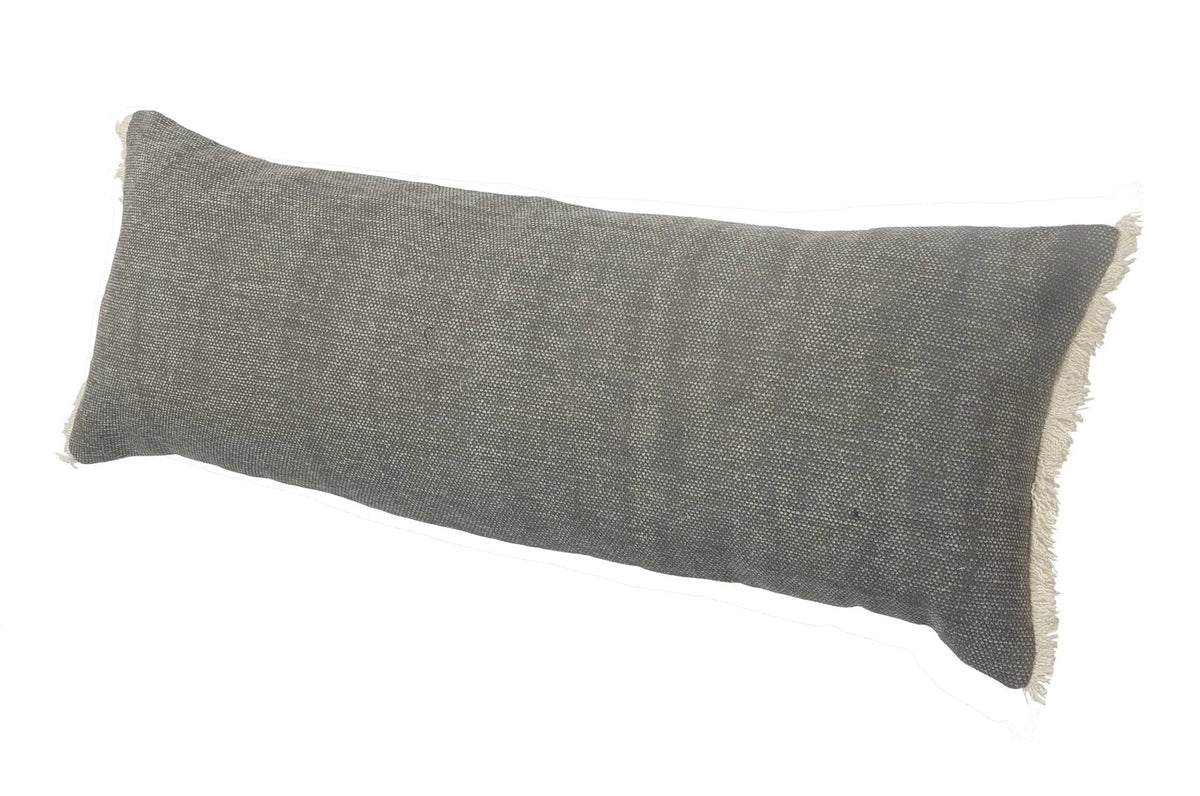 Charcoal Gray Solid Fringed LR07529 Throw Pillow