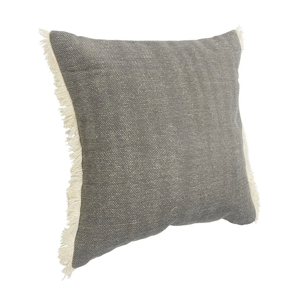 Charcoal Gray Solid Fringed LR07529 Throw Pillow