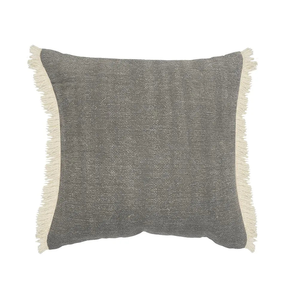 Charcoal Gray Solid Fringed LR07529 Throw Pillow
