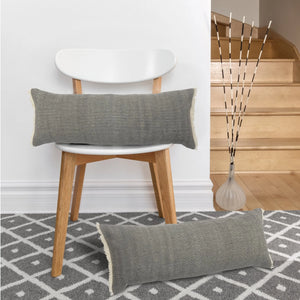 Charcoal Gray Solid Fringed LR07529 Throw Pillow