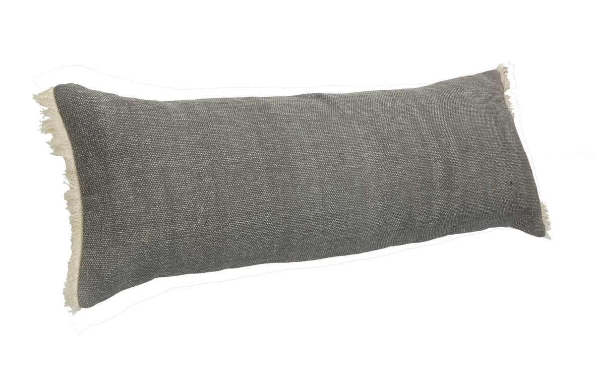 Charcoal Gray Solid Fringed LR07529 Throw Pillow