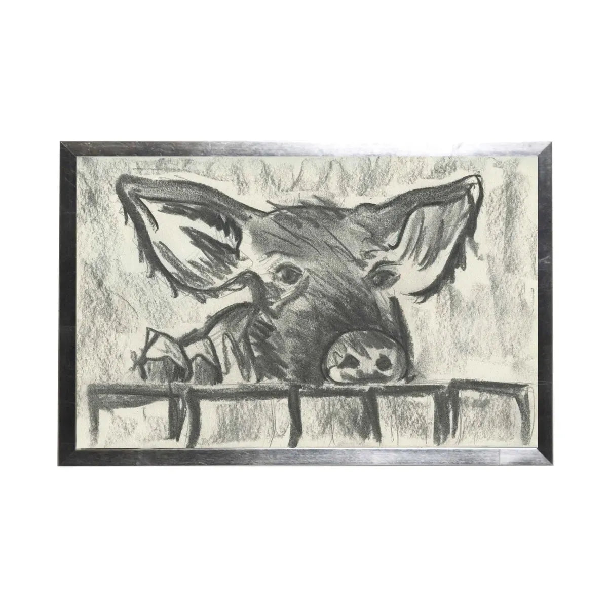 Charcoal Pig Framed Art