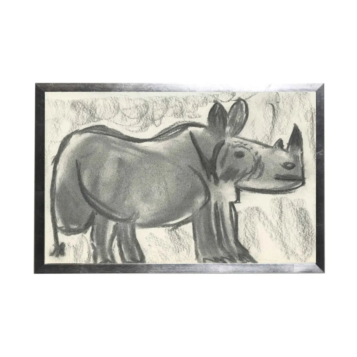 Charcoal Rhinocerous Framed Art