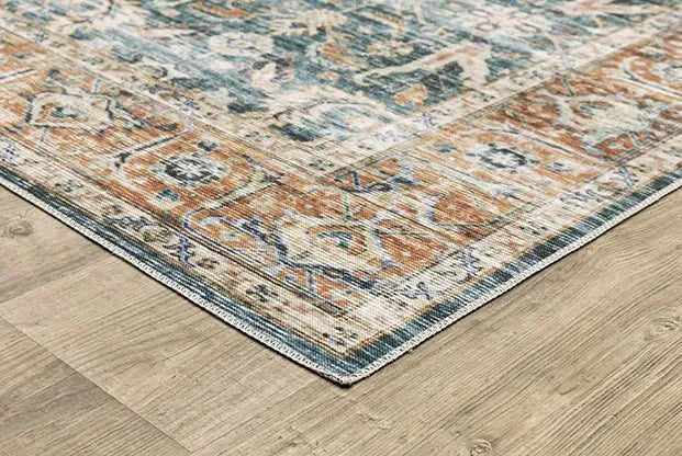 Charleston CHA06 Blue/Rust Rug