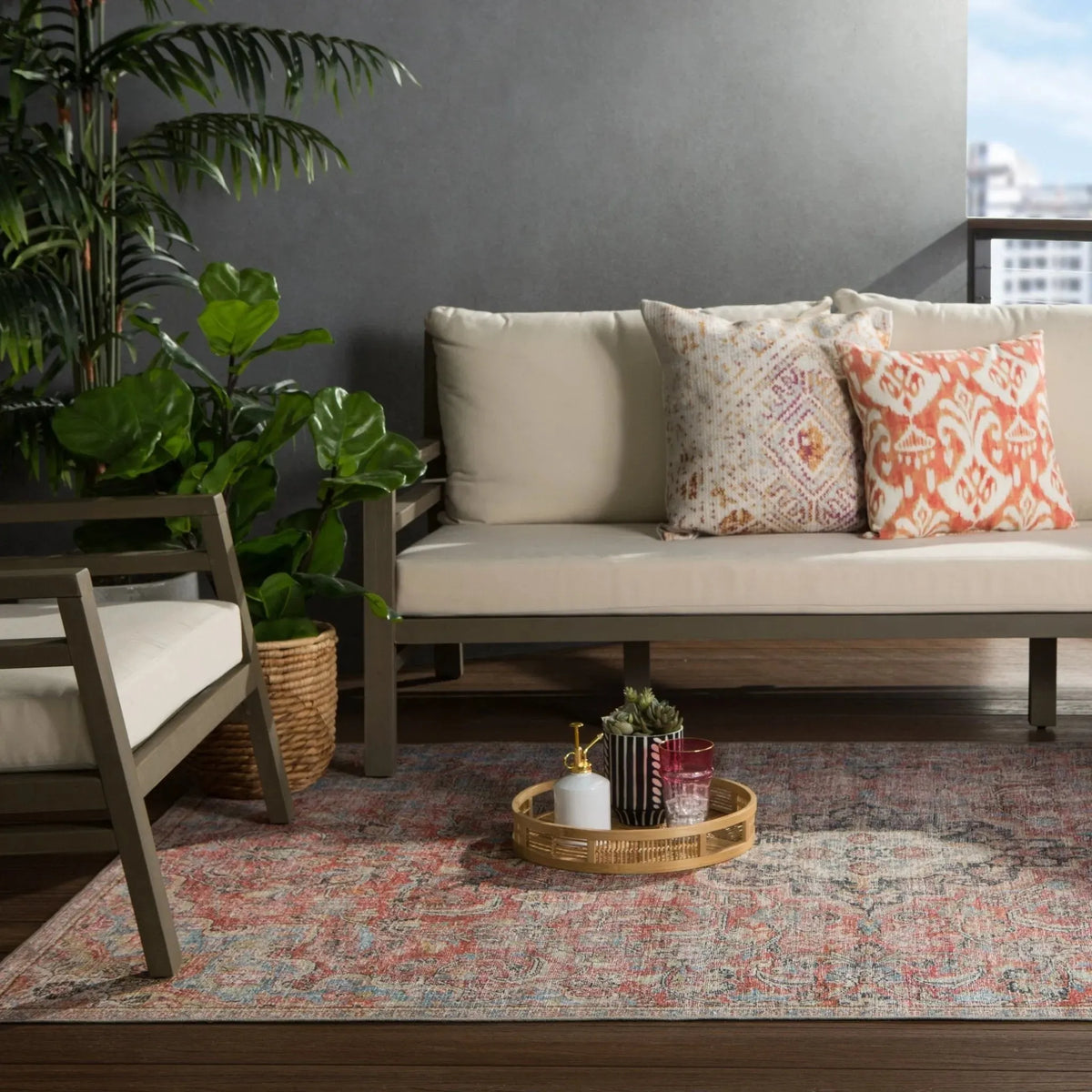 Chateau Cht01 Foix Red/Light Blue Rug