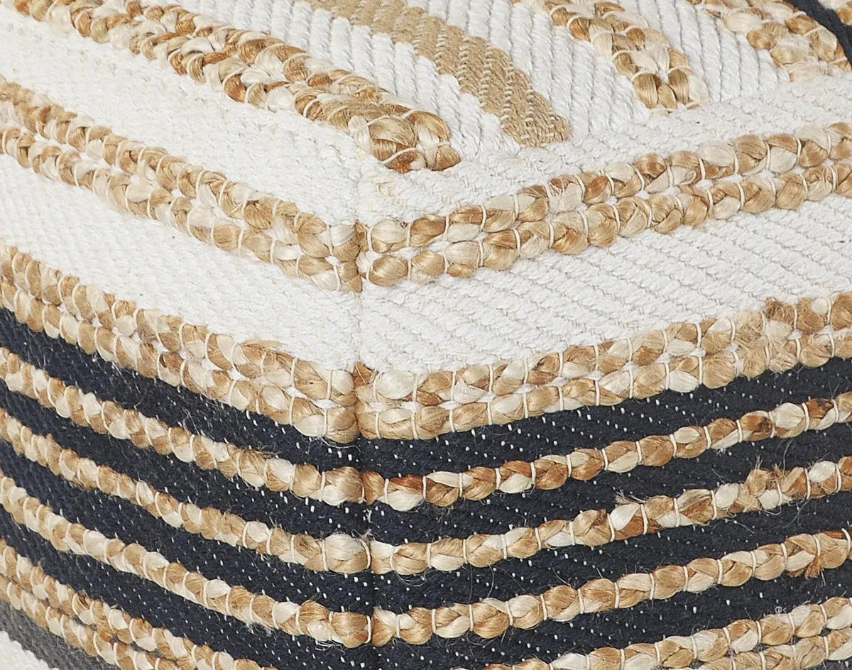 Classic Tri-Colored Natural Jute LR99757 Pouf
