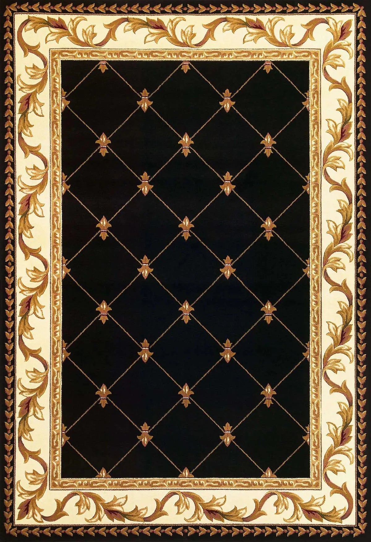 Corinthian 5321 Fleur De Lis Black Rug