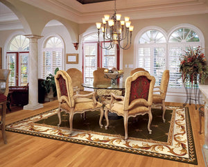 Corinthian 5323 Fleur De Lis Green Rug