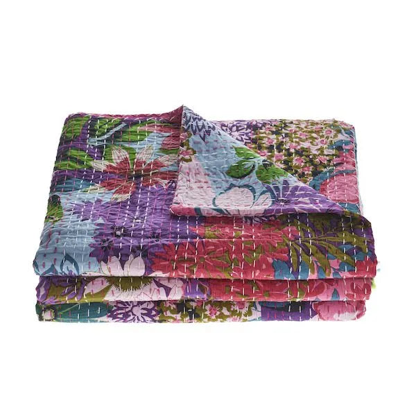 Cotton Kantha Lr81481 Multi Coverlet