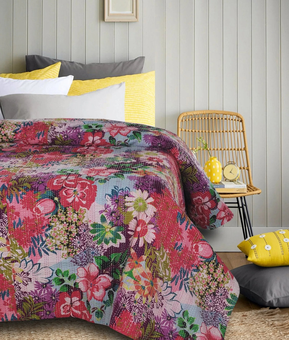 Cotton Kantha Lr81481 Multi Coverlet