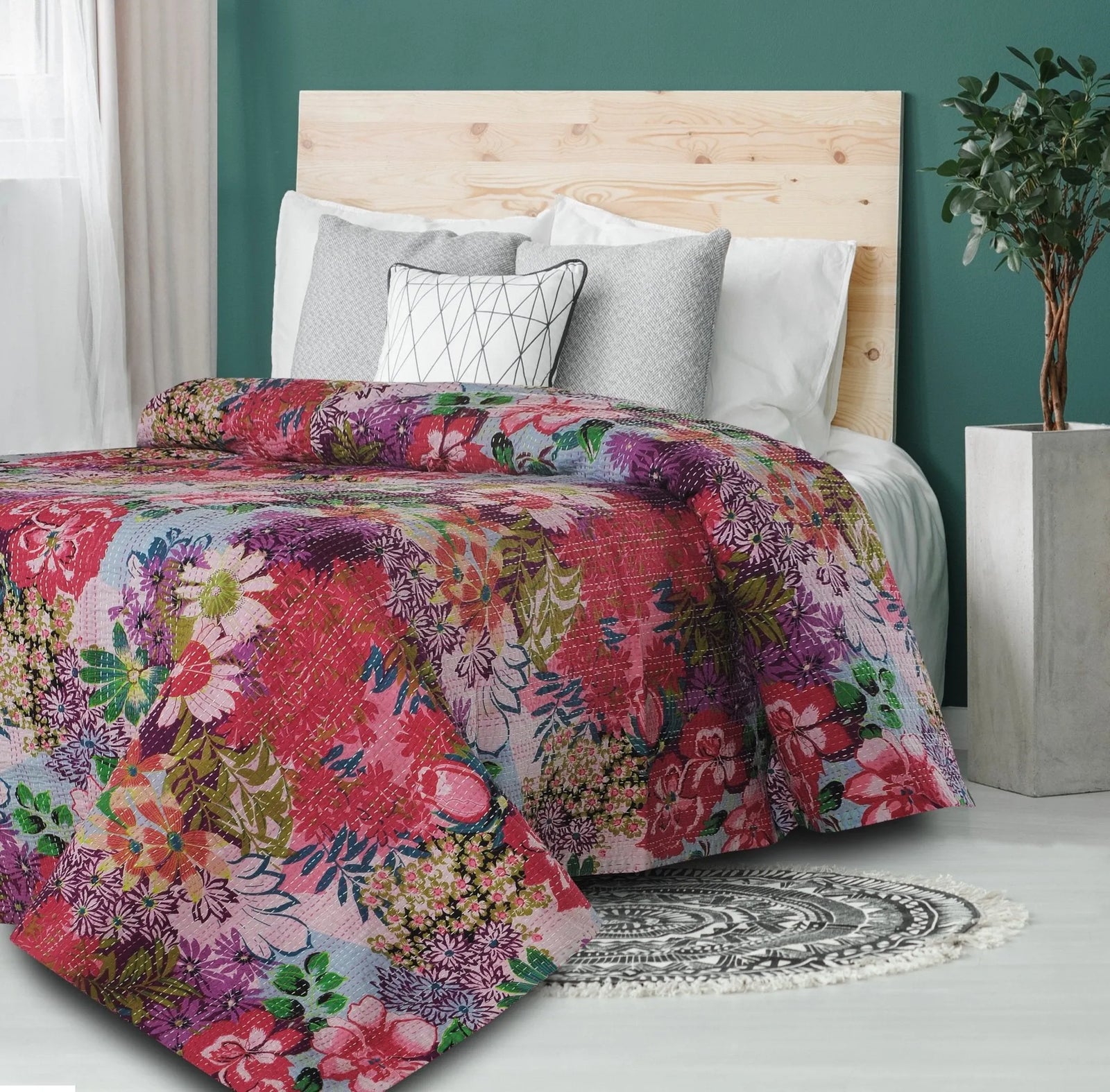Cotton Kantha Lr81481 Multi Coverlet