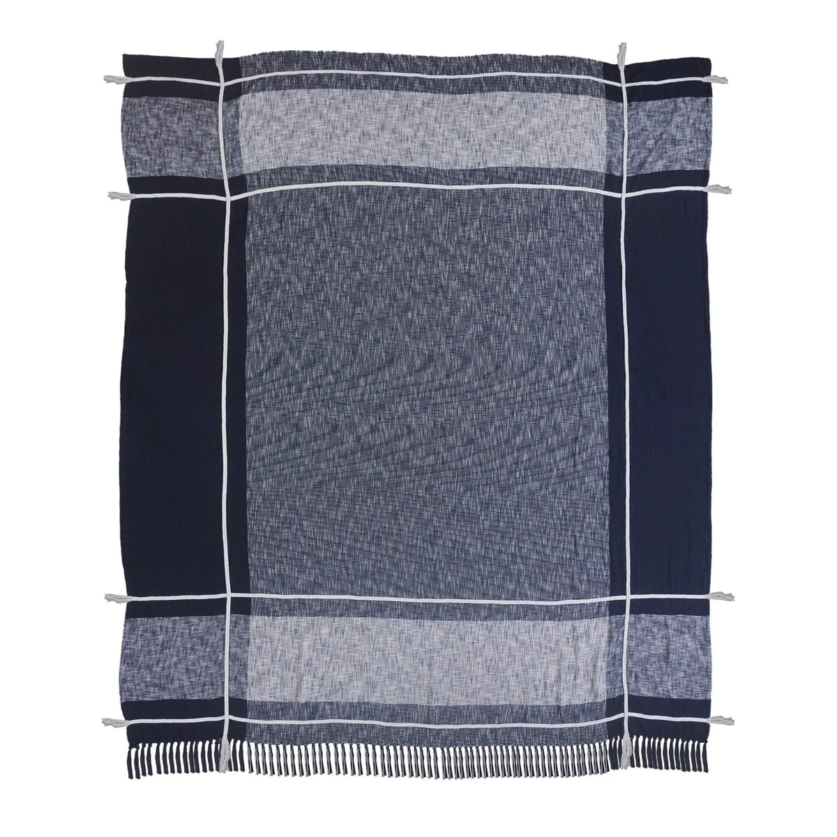 Cotton Lr81484 Navy/White Coverlet