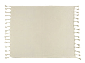 Cream Embroidered Chevron with Braided Fringe LR80181 Throw Blanket