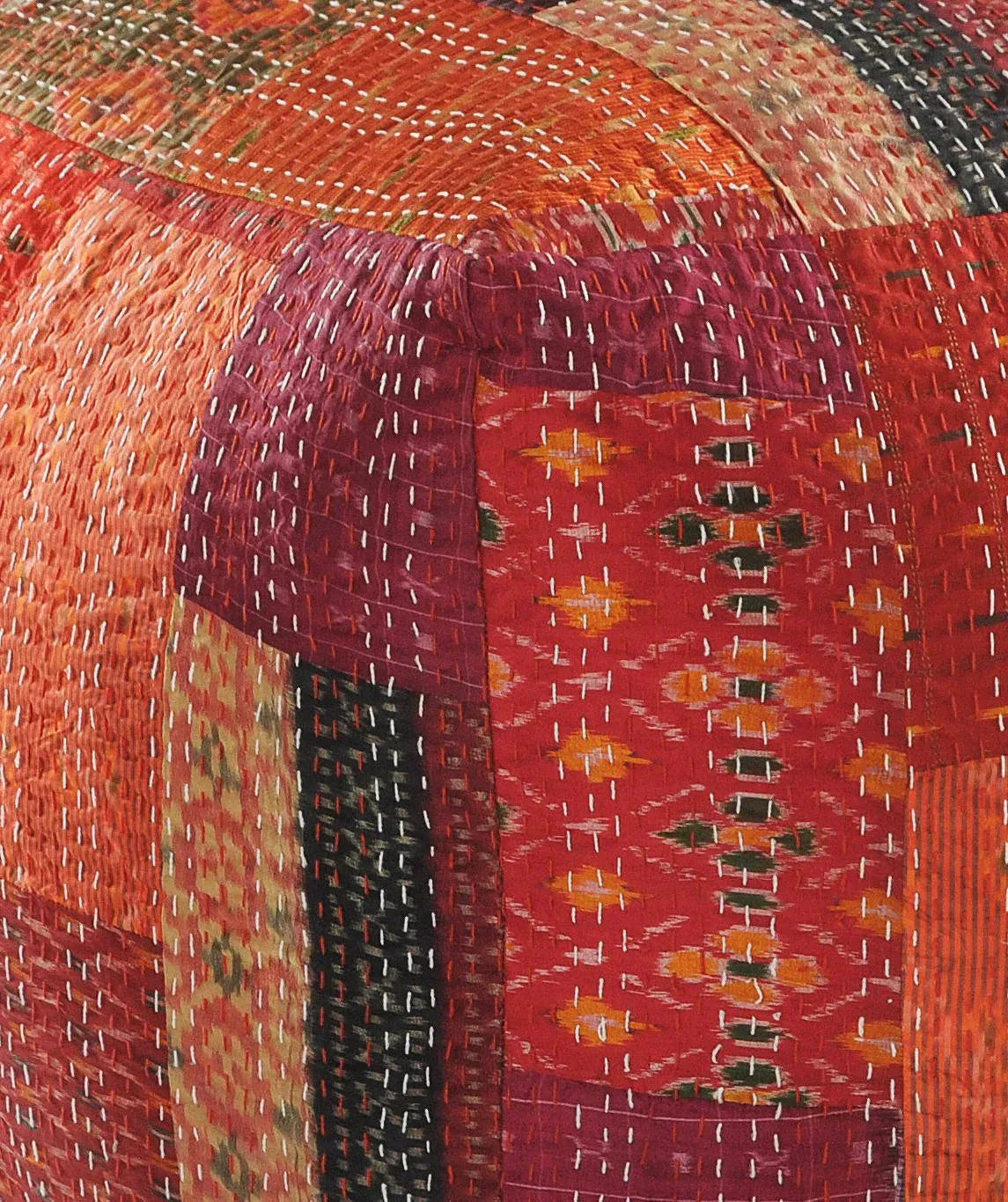Crimson Kantha LR99730 Pouf