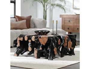 Cypress Root 40" Square Coffee Table Black/Natural