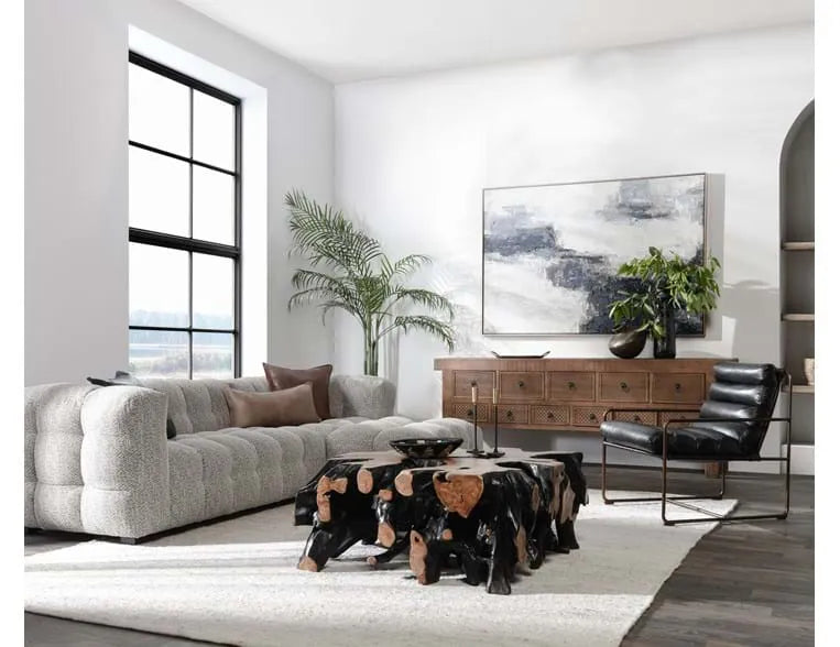 Cypress Root 40" Square Coffee Table Black/Natural