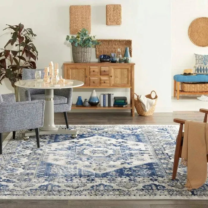 Cyrus CYR05 Ivory Blue Rug