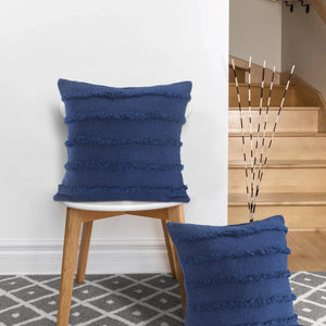 Deep Blue Overtufted Solid LR07513 Throw Pillow
