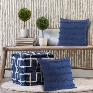 Deep Blue Overtufted Solid LR07513 Throw Pillow