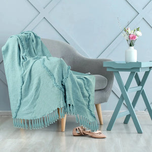 Diamond Lr80195 Aqua Sky Blue Throw Blanket
