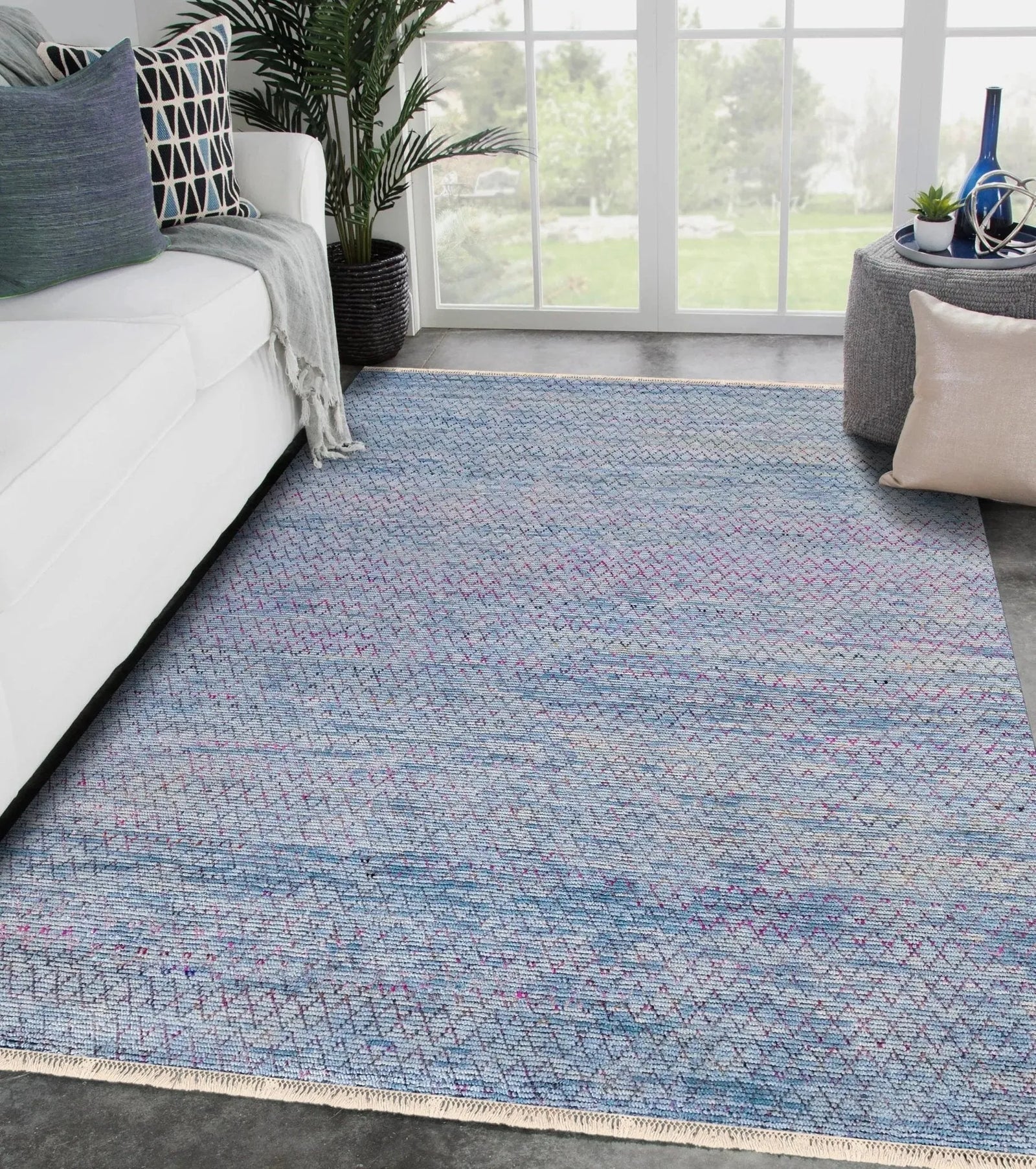 Durva Wool & Silk SC-30B Teal Rug